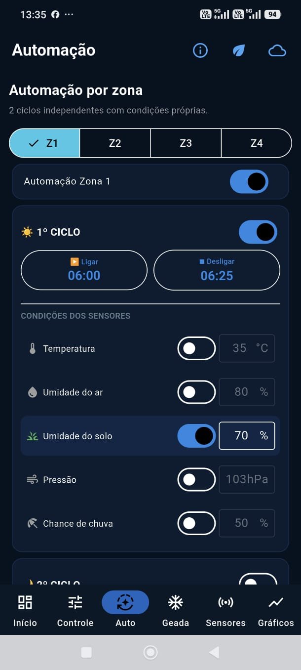 Tela de automação do IrrigaTech