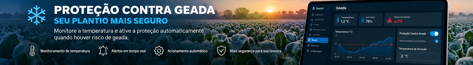 Tela real do IrrigaTech para proteção contra geada