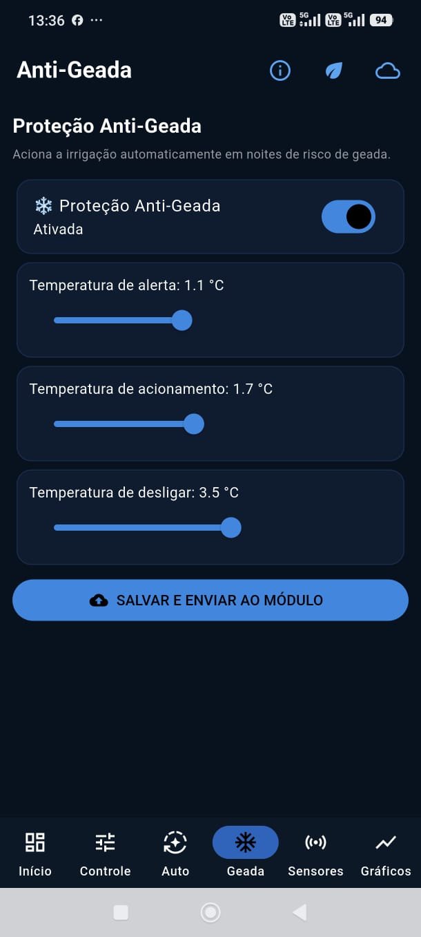 Tela de proteção contra geada do IrrigaTech