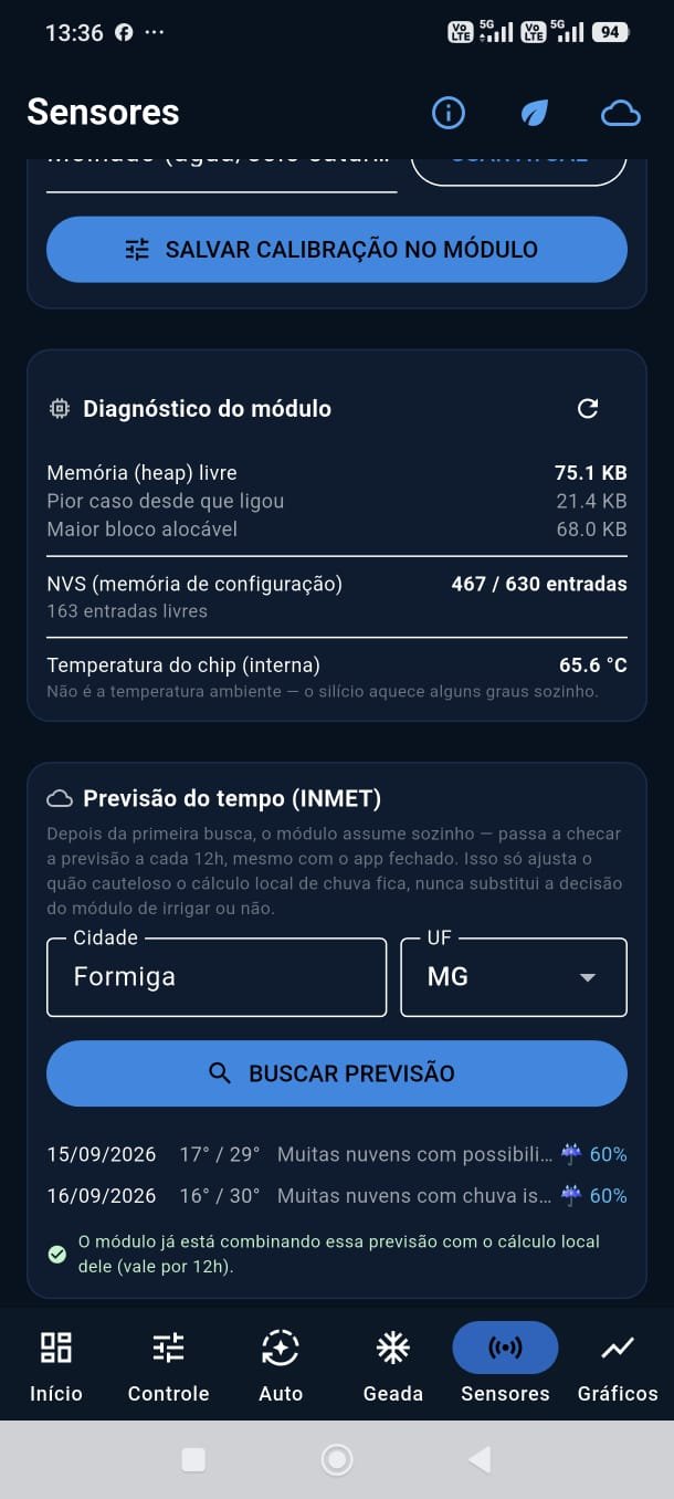 Tela de sensores do IrrigaTech