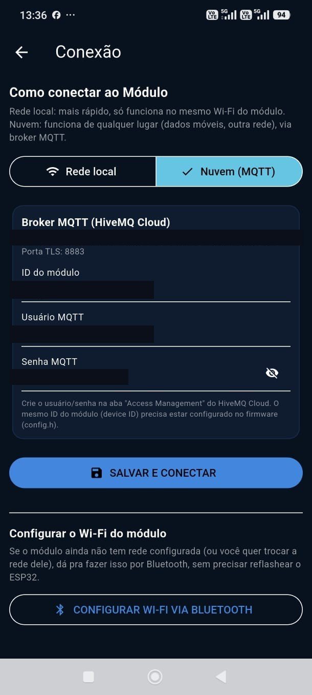 Tela de conexão do módulo IrrigaTech